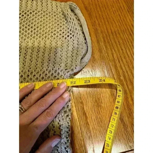 BCX Small Beige Metallic Knit Mesh Top Short Sleeve 90s Y2K - Picture 3 of 6